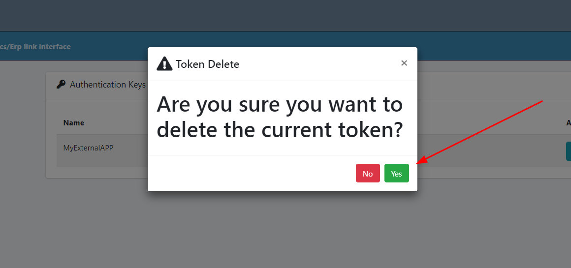 Token delete confirmation