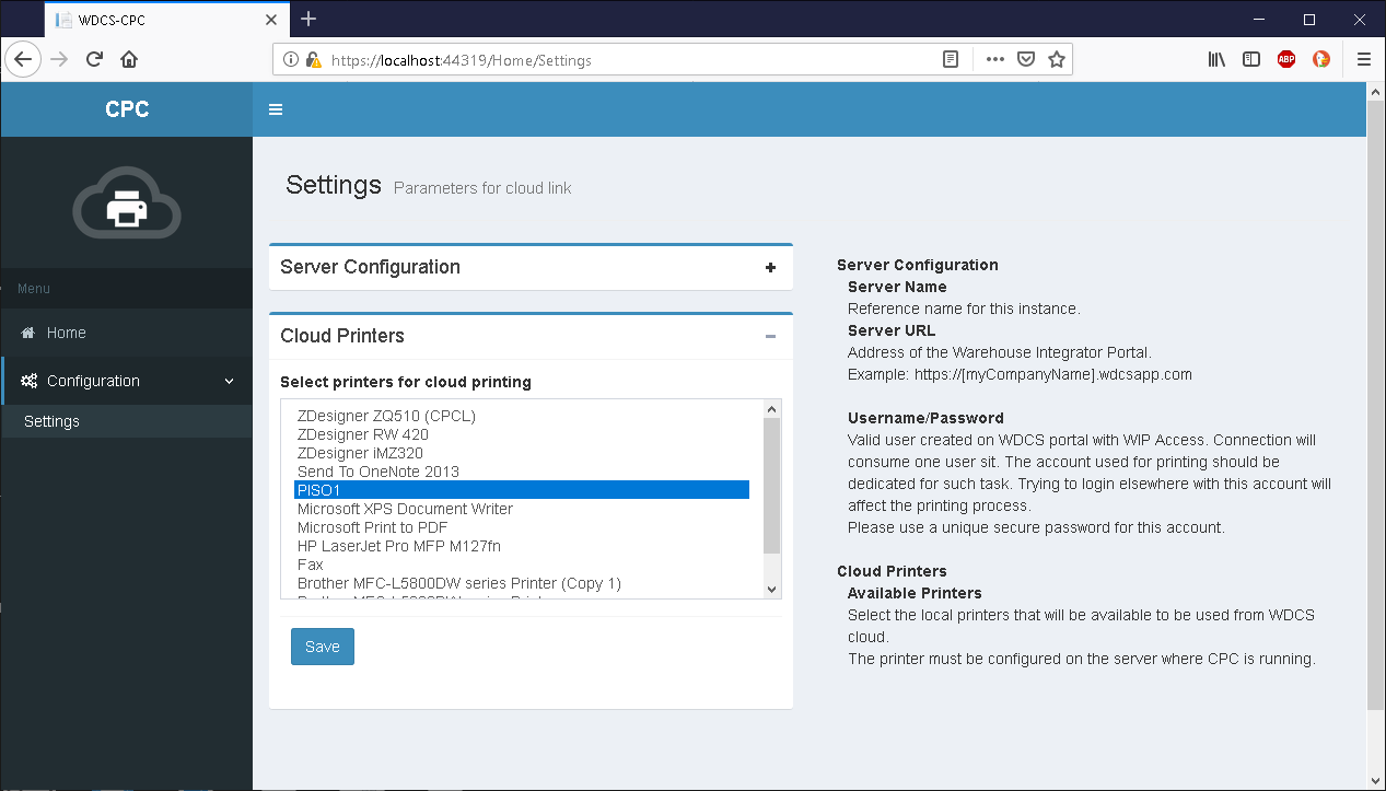 CPC Config Printers