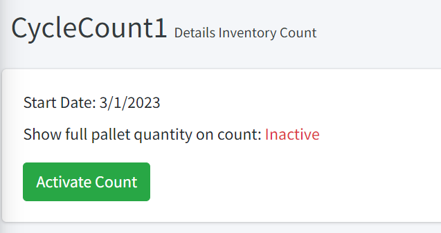 Inventory Count Details Activate Count