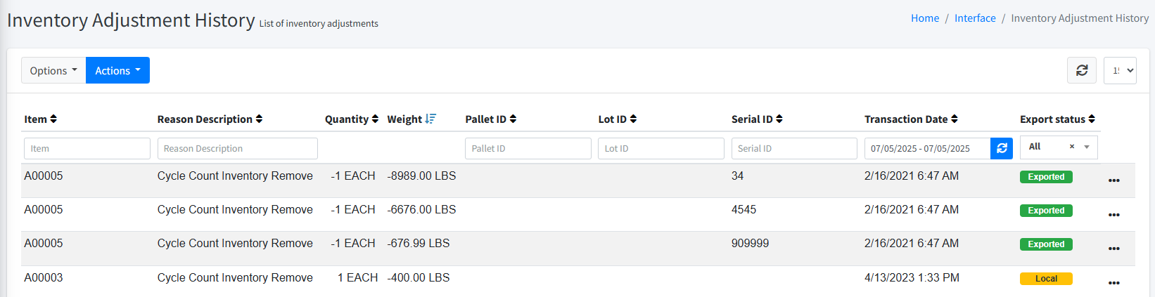 Interface Users Screen
