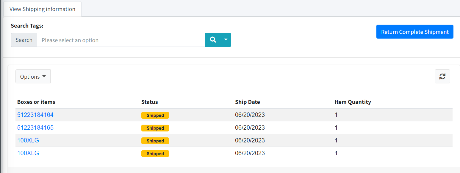 View Shipping Information