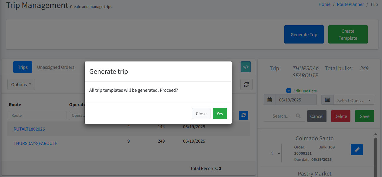 Route Planner Generate Trip