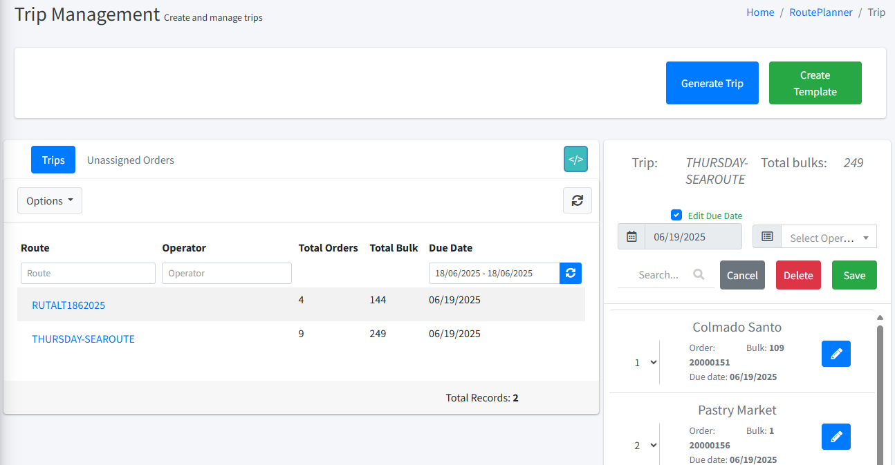 Route Planner Trip Management